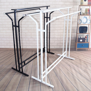Retro Clothing Rack Clothing Store Hanger Display Rack Floor-Standing Double Row Island Rack Women's Clothing Store Shelf Kidsren's J&