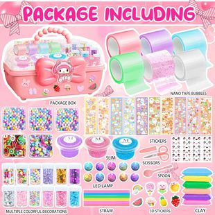 Nano glue kneading music blowing bubble nano tape goo card children's handmade diy nano double-sided adhesive suit wholesale
