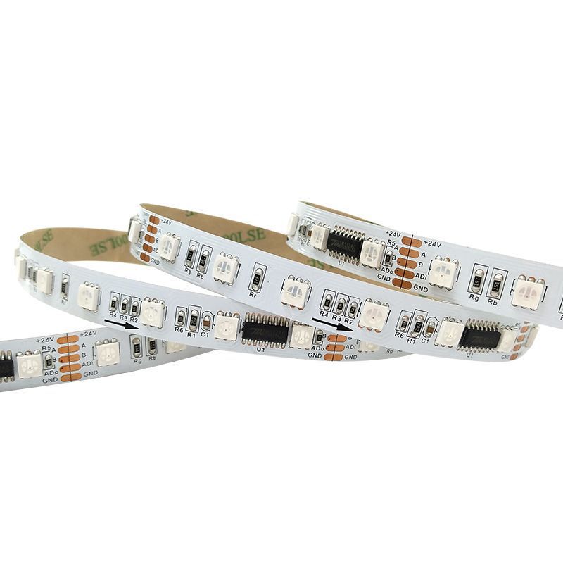 공장 아울렛 12V 24V 5050 DMX512 매직 라이트 스트립 RGB 해피 KTV 볼룸 라이트 스트립