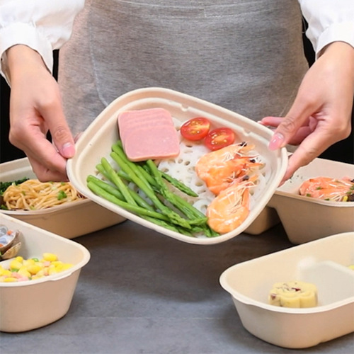Disposable biodegradable pulp salad box fruit salad dessert vegetable packing box takeout box light meal bento box