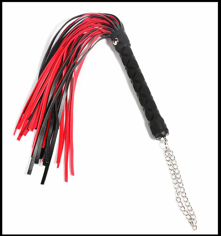 PU Leather Tassel Whip with Black Handle for Adult Sensory Play — detail image 7