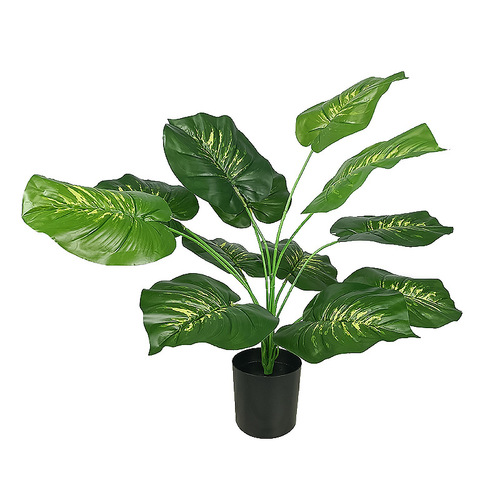 Desktop Bonsai Living Room Decor Floor-Standing Plastic Artificial Flower Arrangement, Lifelike Plant with Miniature Monstera Design, Small Potted Faux Greenery