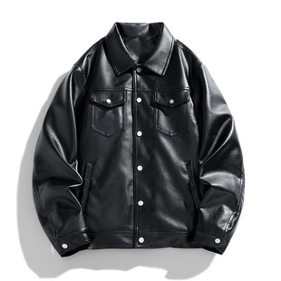 New Leather Men's Leather Jacket Single Casual Jacket Korean Fashionable Slim-fit Handsome Youth Autumn and Winter