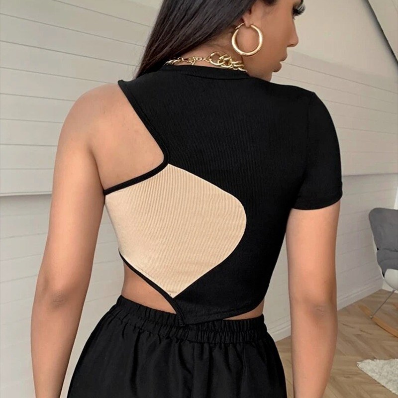105g Weight Short Sleeve Sleeve Length Pullovers Placket Type Regular Sleeve Sleeve Type Polyester Fabric Type Short Top Length Wholesale Women'S Sexy Streetwear Color Block Short Sleeve Patchwork Contrast Binding T-Shirts