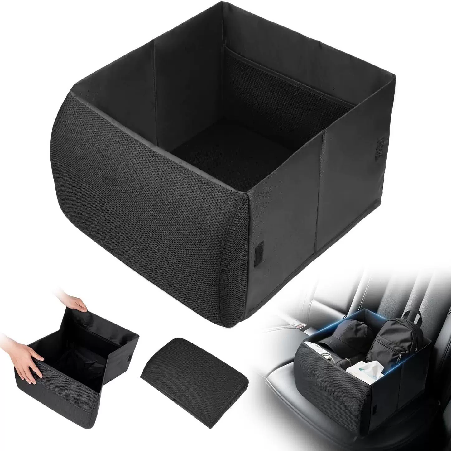 适用座椅箱腰靠垫储物箱副驾驶行李放置折叠大容量腰靠枕头储物盒