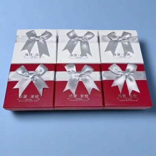 Bow Red and White Jewelry Packaging Box Pendant Storage Box Gift Gift Jewelry Box Factory Wholesale