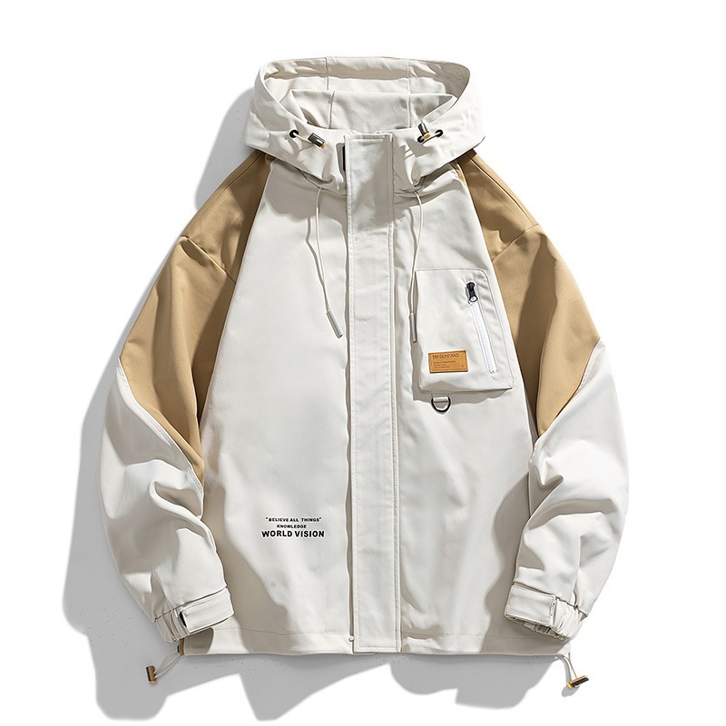 Men's Hooded Spring and Autumn Casual Windproof Jacket for Young and Middle-Aged Men, Outdoor Large Size Coat Wholesale Cross-Border