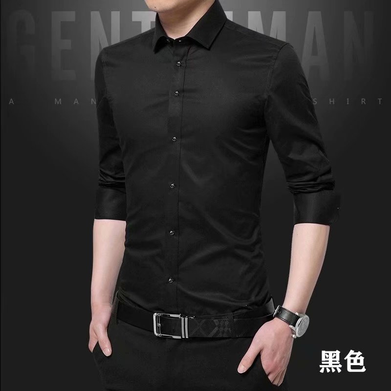 Primavera y otoño camisa blanca de manga larga de los hombres de negocios de moda delgada estilo coreano camisa guapo ropa formal profesional camisa de los hombres de moda