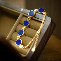 Huibaoli S925 Серебряный позолоченный натуральный Лазурит Круглый бренд пять императорских денег Простой Модный натуральный женский браслет