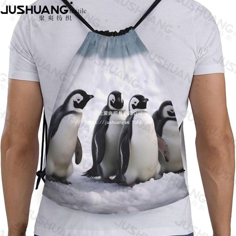 企鹅束口袋十四企鹅儿童生日派对抽绳双肩背包袋便携收纳袋跨境