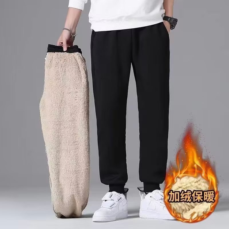 Fleece-lined men's winter casual sports warm sweatpants loose cotton sweatpants