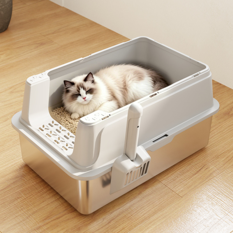 Cross-Border Hot-Selling Stainless Steel Cat Litter Box, Heightened Anti-Splash Cat Litter Box, Large Capacity, Easy to Clean, Pet Cat Toilet Cross-Border Hot-Selling Stainless Steel Cat Litter Box, Heightened Anti-Splash Cat Litter Box, Large Capacity, Easy to Clean, Pet Cat Toilet