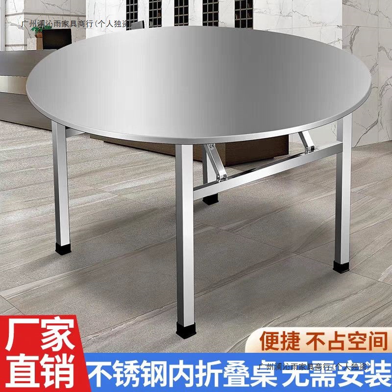 304 Extra Thick Stainless Steel Foldableing Round Table Turntable for Eating Home Foldableable Table Food Stall Banquet Round Dining Table