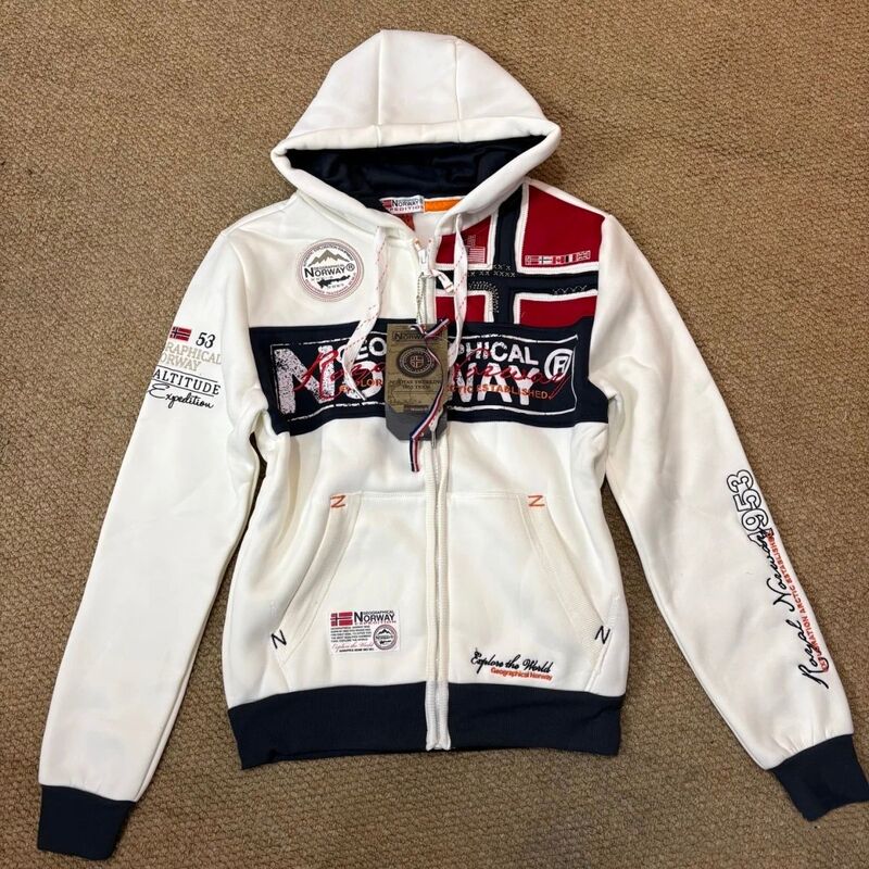 American-Style Japanese Retro Autumn/Winter Letter-Print Color-Block Long-Sleeve Hooded Fleece Vintage Jacket