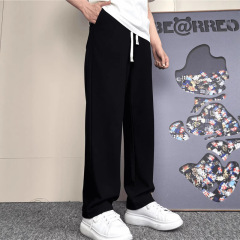 香港スタイルのトレンディな新しいメンズストレートパンツ、ゆったりと快適なドレープカジュアルパンツ、ファッショナブルでシンプルで多用途なタイパンツ