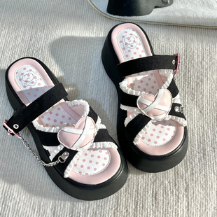 Lolita Lolita 2025 Summer Campus Versatile Sandals Original Sexy Sweetheart Thick-Soled Slippers Sandals