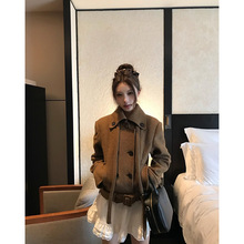板栗可可 短款毛呢外套女秋冬季天58%绵羊毛高级感加棉小个子大衣