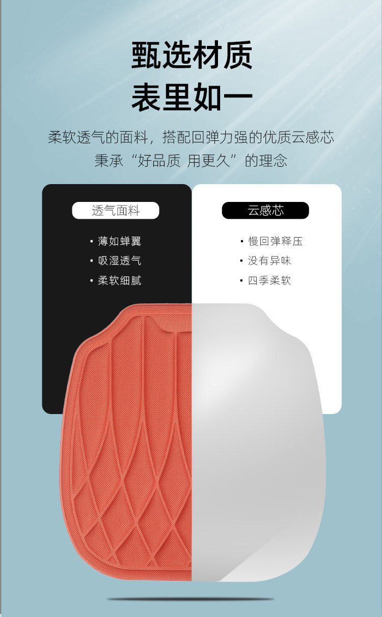 Foreign trade latex cotton car seat cushion three-piece set, latex seaweed fiber all-season universal seat cushion, memory foam seat cushion