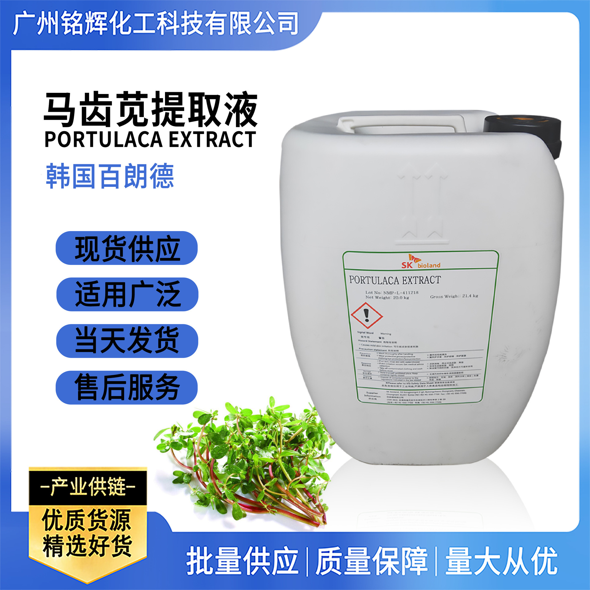 供应 韩国百朗德 马齿苋提取液 马齿苋萃取液提取物 植物护肤原料