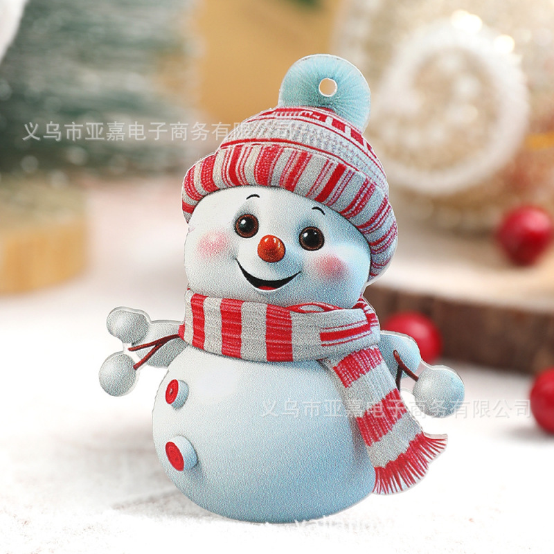 新品可爱卡通圣诞雪人亚克力平面汽车挂件圣诞树摆件圣诞装饰挂饰|undefined