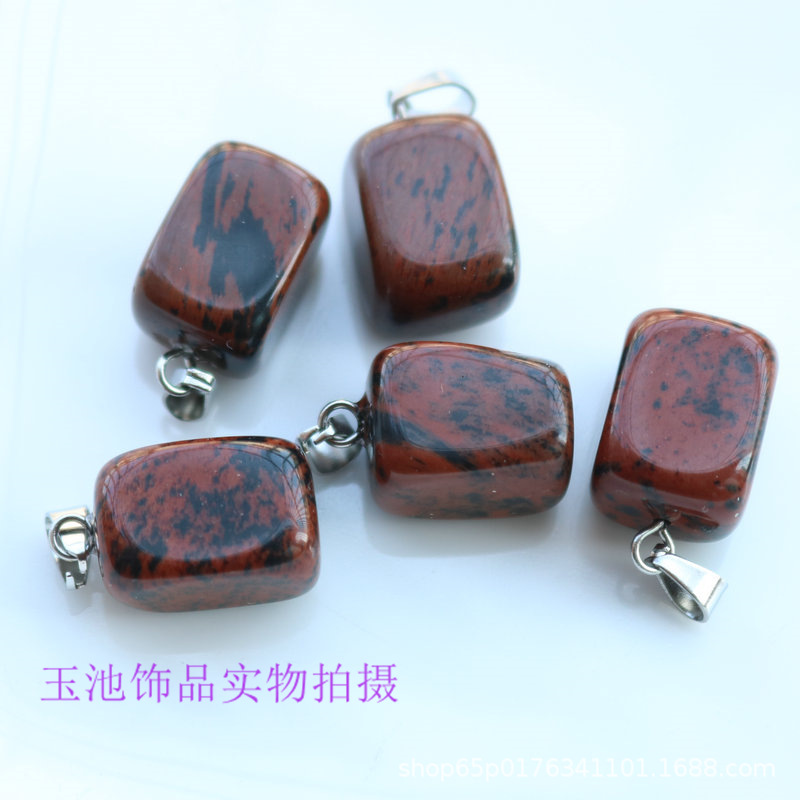 Colgante de cristal natural pequeño cuadrado rosa verde dongling ágata rojo colgante irregular pendientes collar accesorios diy