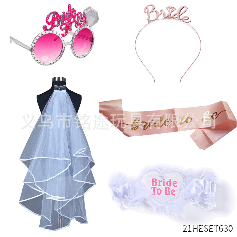 21HESET630 correa de hombro velo corona gafas anillo de pierna 5 piezas conjunto