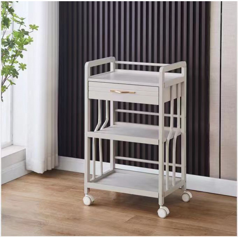 Salón de belleza carro especial gestión de la piel móvil de mano empuje estante de almacenamiento de plástico cuidado instrumento mano herramienta de empuje Coche