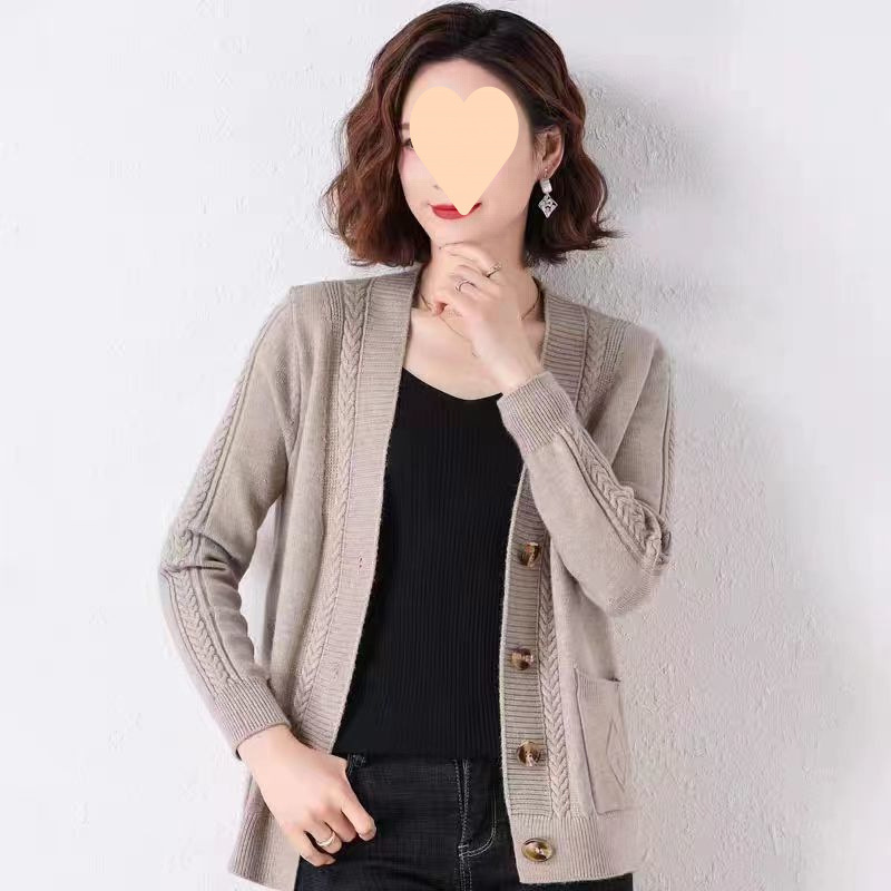 中年母親の女性のアウターセーターカーディガン女性のショートスタイルの新しい春と秋のファッションアウターニットジャケット|undefined