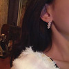 Small silver needle, brand retro earrings from pearl, silver 925 sample, internet celebrity
