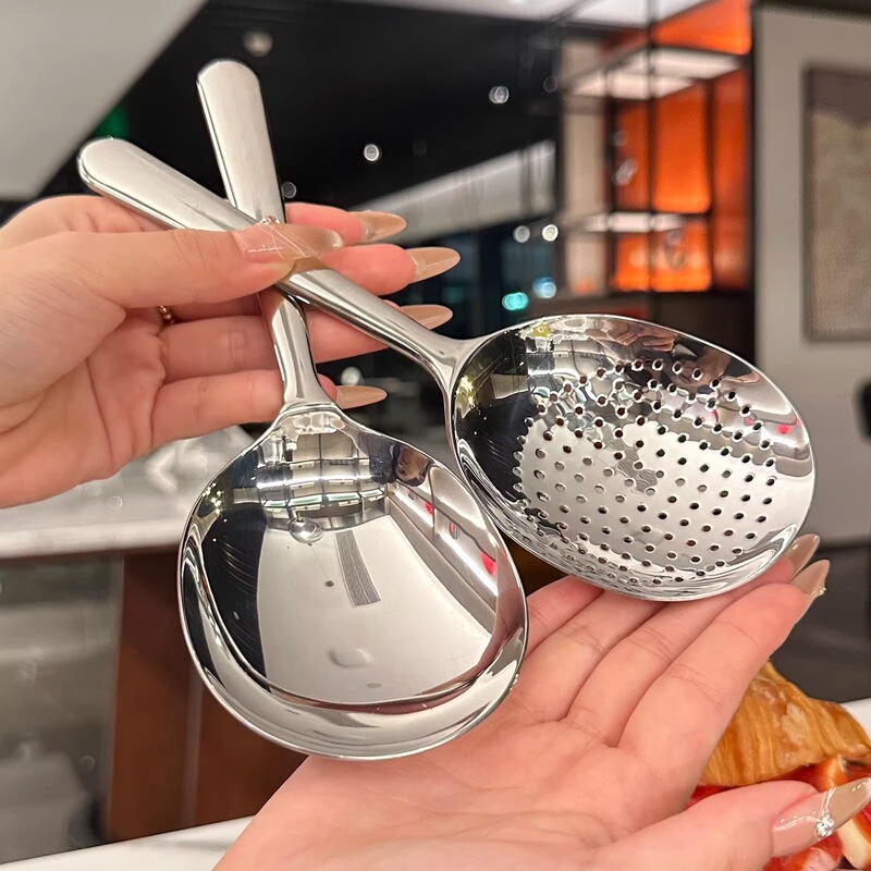 ステンレススプーンレストランステンレス鋼ミニサービングスプーン家庭用スプーンザル食器ショートハンドルスプーン|undefined