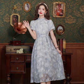 新中式旗袍改良年轻款少女连衣裙夏季新款优雅高级感中长款裙子潮