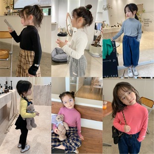 New Children's Modal Base Shirt Baby Spring and Autumn Sanding Inner Girls' Casual Long Sleeve Cotton T-shirt Loose 6