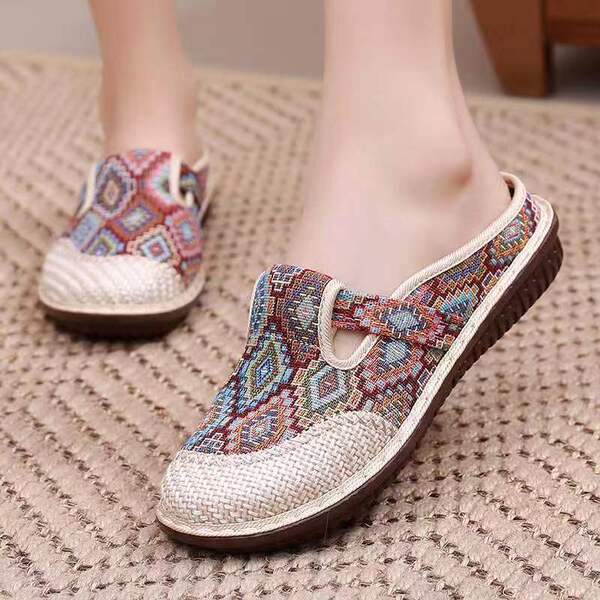 Breathable Beijing cloth slippers low-cut