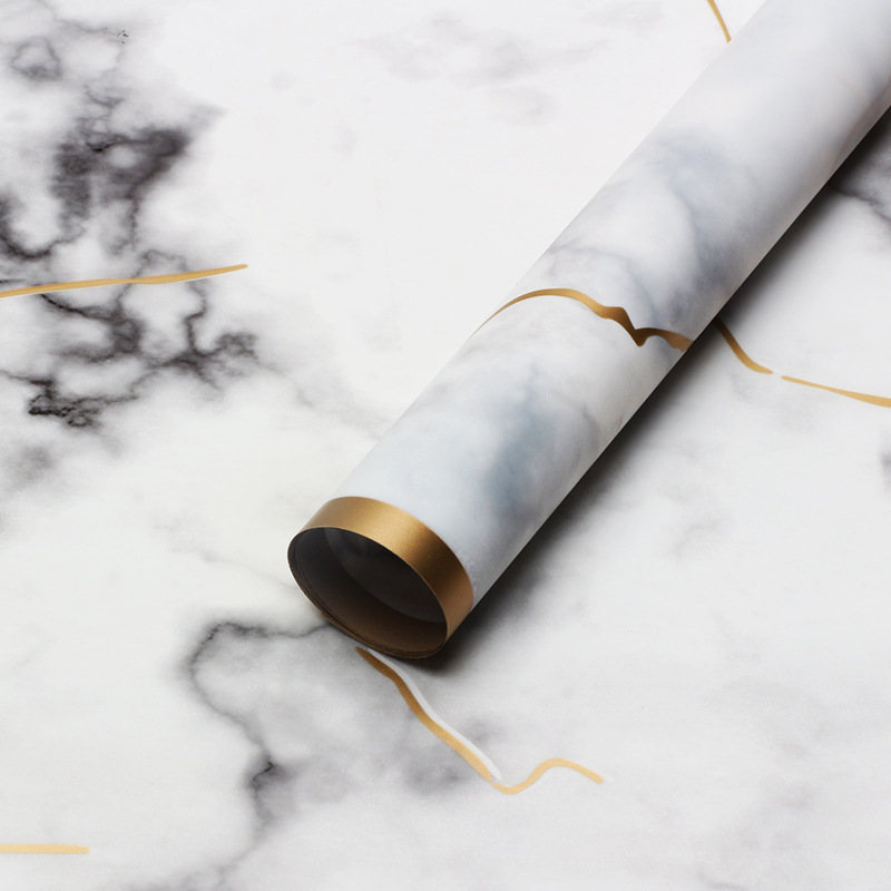 Brillante Phnom Penh, patrón de mármol, borde de papel de embalaje de flores, película opp de plástico, comercio exterior, floristería de papel de arte