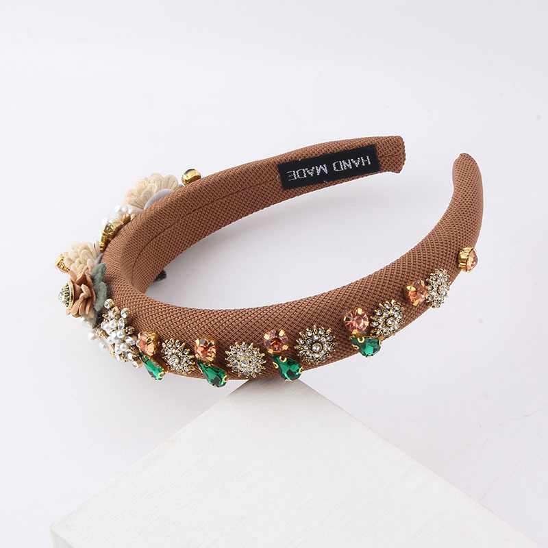 Women's Fashion Flower Cloth Diamond Artificial Pearls Hair Band display picture 3