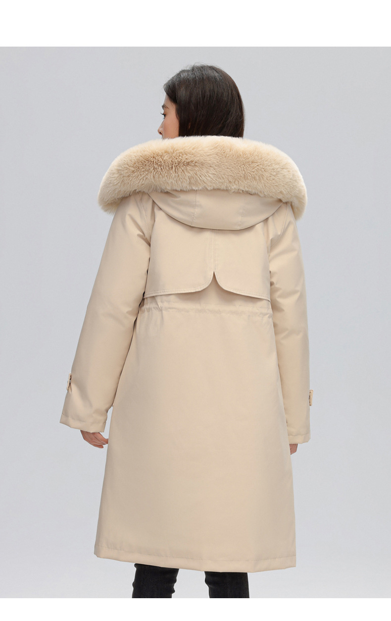 Dames parka met afneembare bontkraag halflang gevoerd_voghion.com