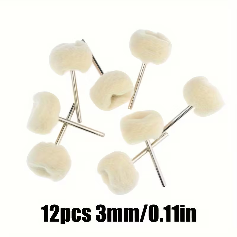 跨境热销毛绒球毛毡砂磨头研磨抛光轮3*25柄螺纹金属木材珠宝抛光