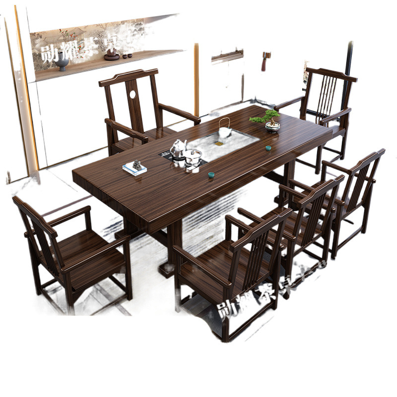 Nueva mesa de té china de madera sólida, mesa de té y silla, nueva mesa de té de oficina doméstica integral, mesa de té de kung fu
