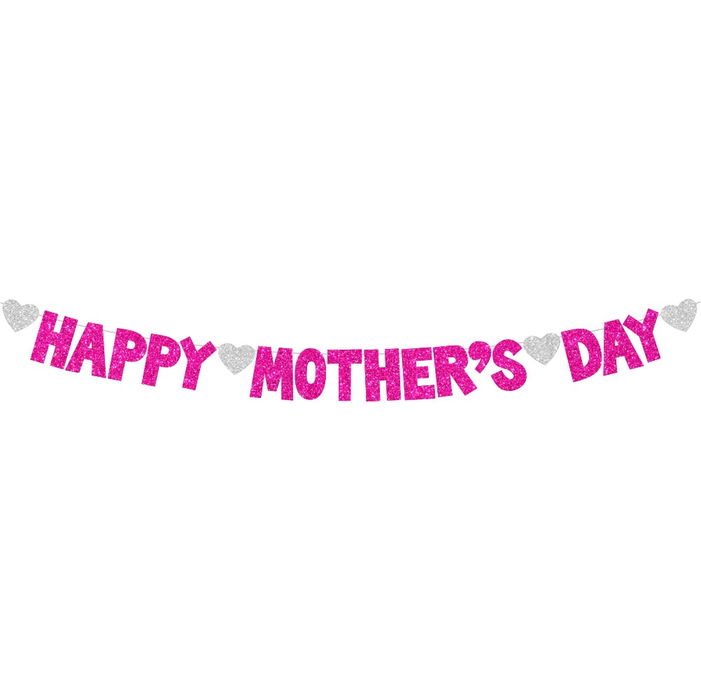 Día DE LA MADRE transfronterizo Feliz Día de la madre carta pull flag Glitter banner decoración pull flor decoración colgante