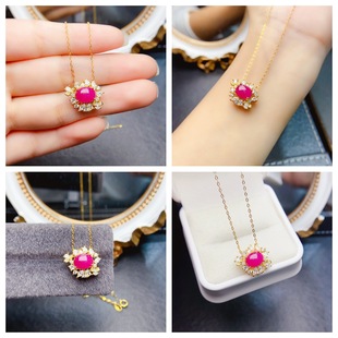 New natural ruby pendant S925 silver inlaid main stone 8*10mm Joker net red explosions women's jewelry wholesale