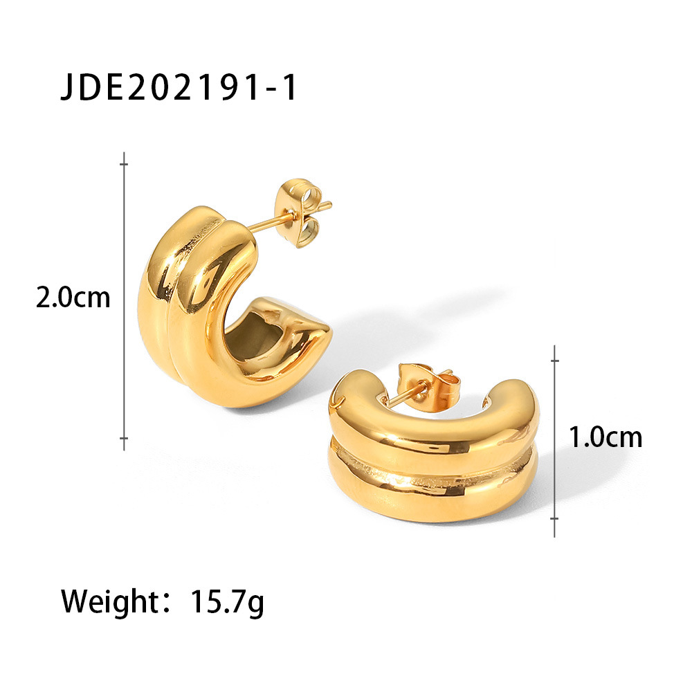 Simple Style C Shape Plating Stainless Steel Gold Plated Ear Studs display picture 4