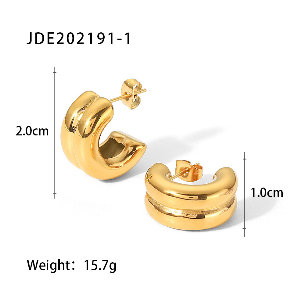 Simple Style C Shape Stainless Steel Ear Studs Plating Stainless Steel Earrings