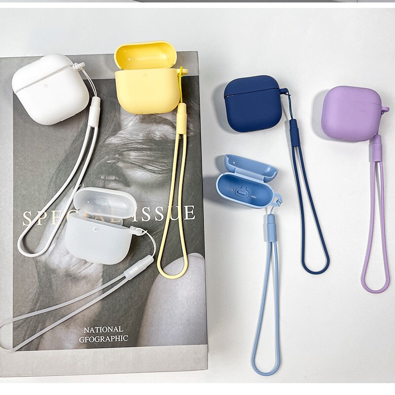 New AirPods4 Protective Case Solid Color Liquid Silicone Soft Case Apple Air Pods4 Protective Case Hook
