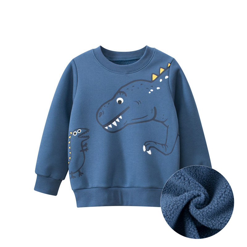 27 niños estilo coreano ropa para niños transfronteriza suministro en vivo suéter de los niños suéter forrado de lana Jersey cuello redondo ropa de bebé dinosaurio niños