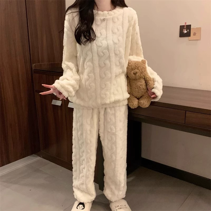 Коралловый бархатный костюм, утепленный демисезонный пижама, термальное белье, румяна для лица, домашняя одежда, интернет-знаменитость