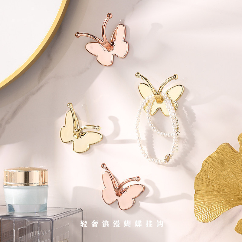 Butterfly Hook, No-Drill, Strong Load-Bearing, Traceless Wall Hook for Bathroom, Toilet, Kitchen, and Behind the Entrance Door