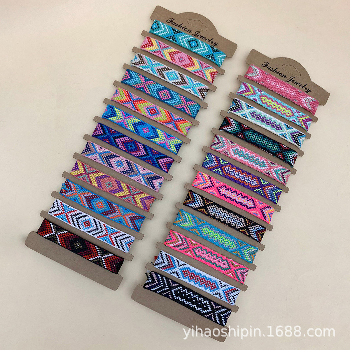 Bohemian Ethnic Style Hand Woven Colorful Vintage Adjustable Diamond Wavy Nepal Friendship Hand Rope