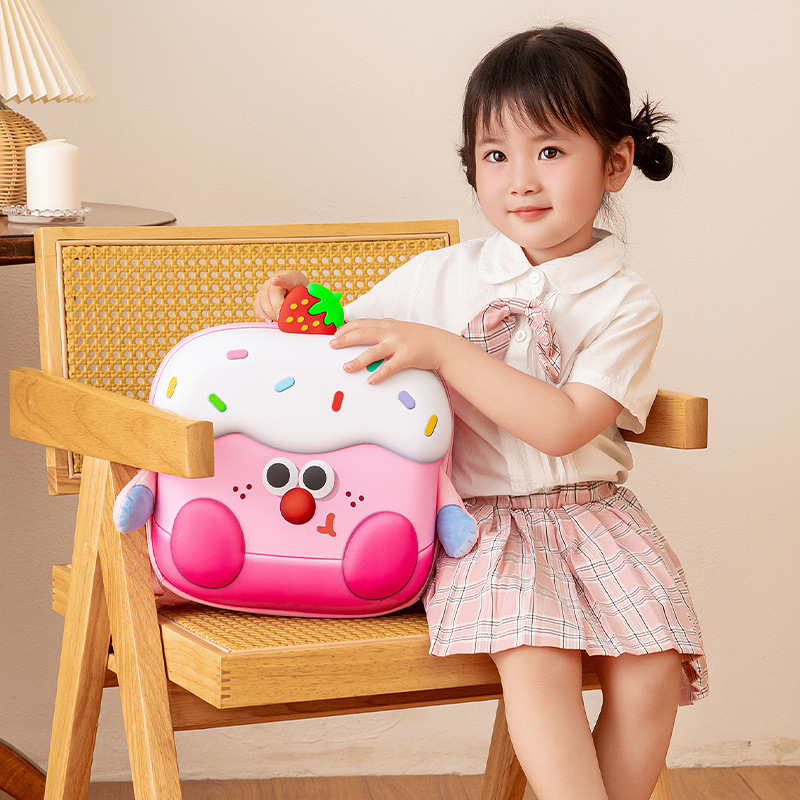 Mochila portátil para niños con cáscara de huevo, caricatura lindo pastel, mochila para niños y niñas, jardín de infantes, mochila escolar para niños y medianos.