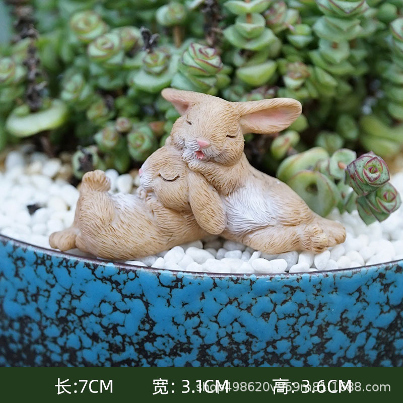 代発新商品田園ウサギかわいい動物多肉植木鉢装飾品樹脂工芸品ベランダ鉢植え