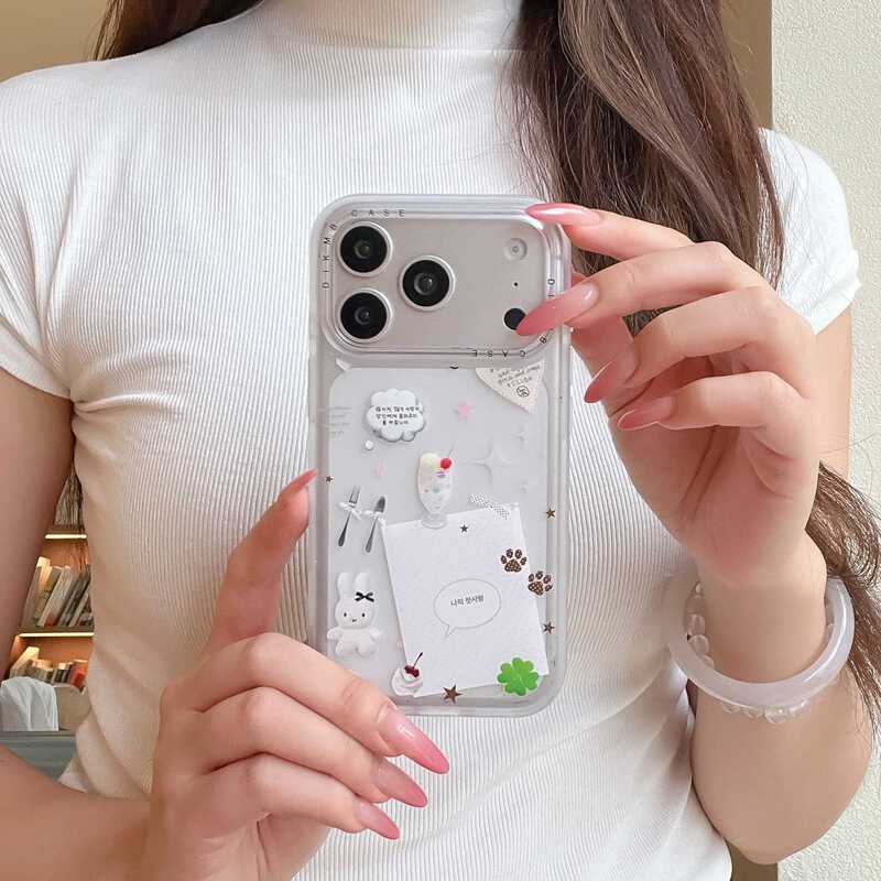 Ins Collage Miffy Rabbit Skin-Feel Case Suitable for Iphone17Promax Mobile Phone Case Apple 16Pro Anti-Fall 15 Sets